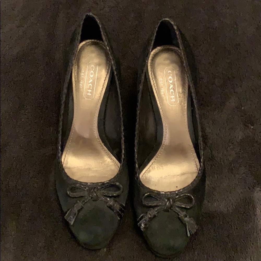 👠COACH Black Suede Wedge Heels 👠